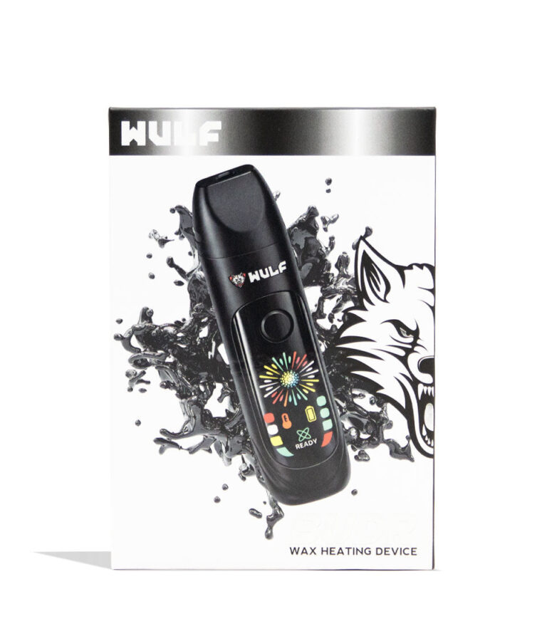 Black Wulf Mods Budr Portable Concentrate Vaporizer Packaging Front View on White Background