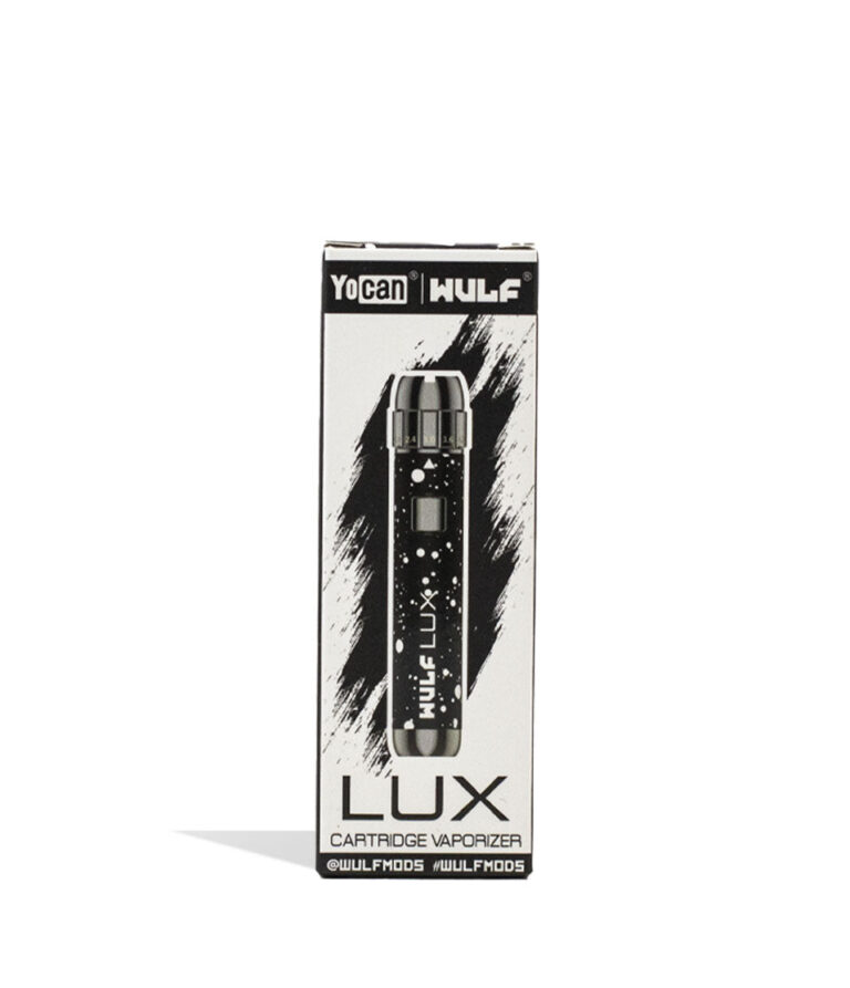 Black White Spatter packaging Wulf Mods LUX 510 Thread Battery on white background