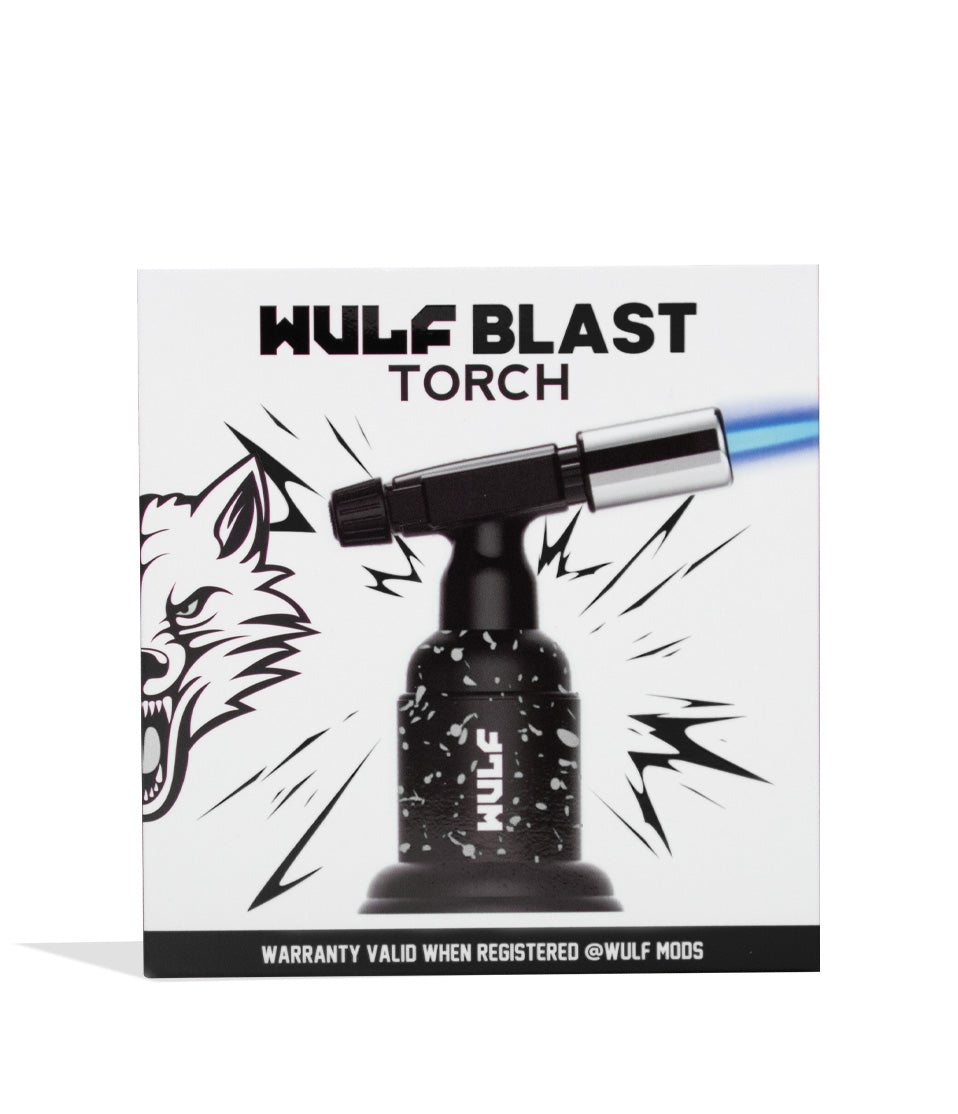 WULF Blast butane torch retail box in black with white spatter