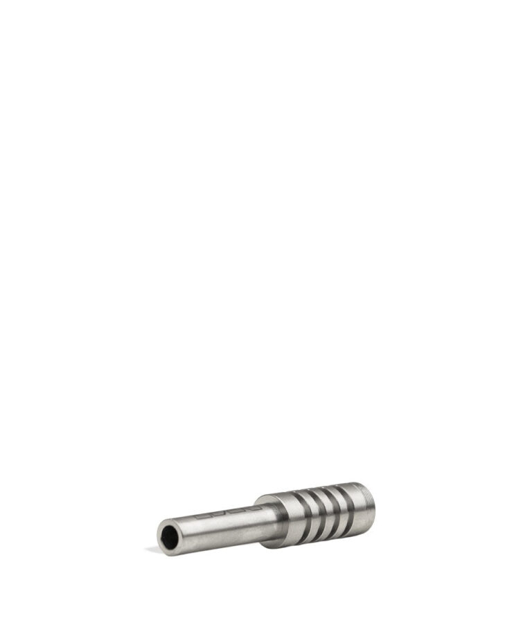 Titanium side view Wulf Glass Screw On Nectar Tips on white background