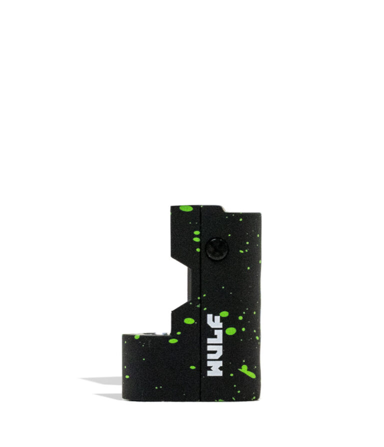 Black Green Spatter Wulf Mods Micro Max 2g 510 Thread Battery on white background
