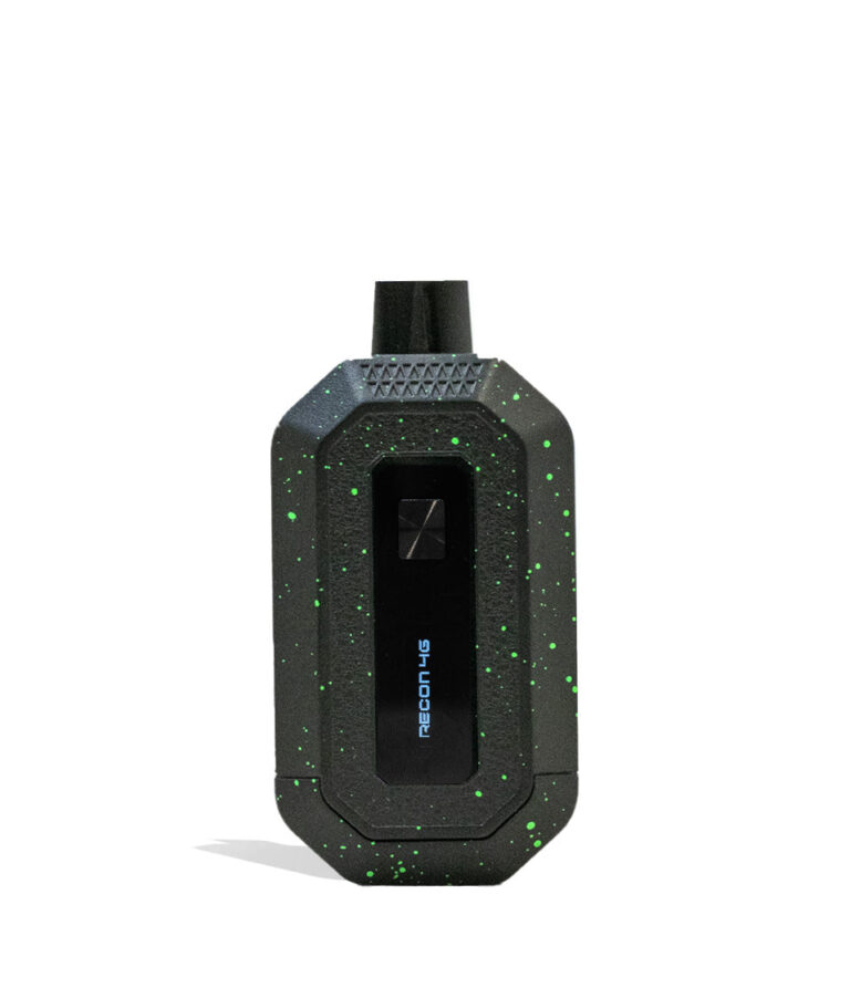 Black Green Spatter Wulf Mods Recon 4g Dual 510 Thread Battery Front View on White Background