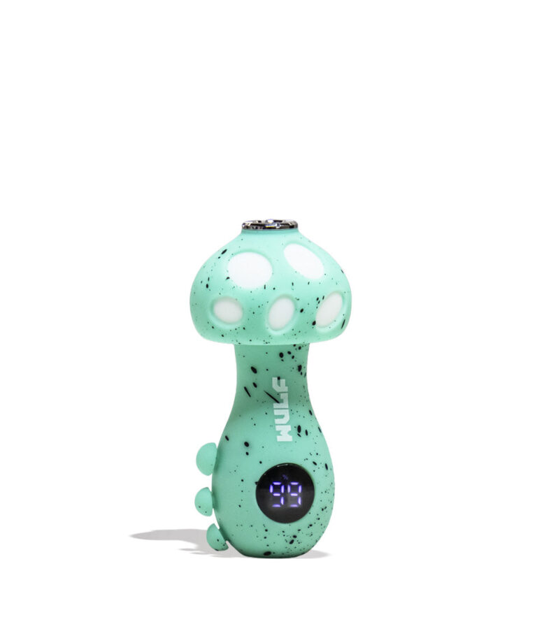 Teal Black Spatter Wulf Mods TRYP Mushroom Shaped Variable Voltage Battery Front View on White Background