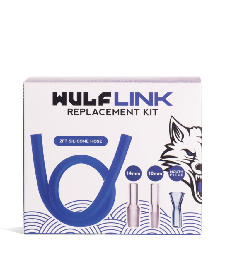 Blue Packaging Wulf Mods Link Puffco Attachment Replacement Kit on white background