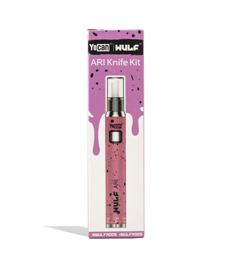 Pink Black Spatter Wulf Mods ARI Hot Knife packaging on white background