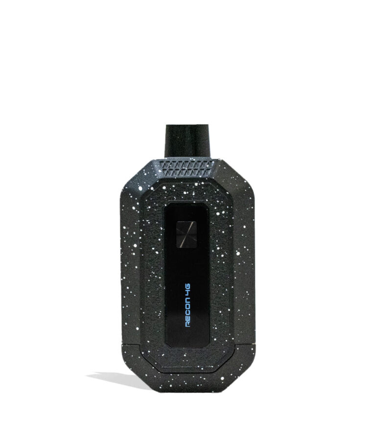 Black White Spatter Wulf Mods Recon 4g Dual 510 Thread Battery Front View on White Background