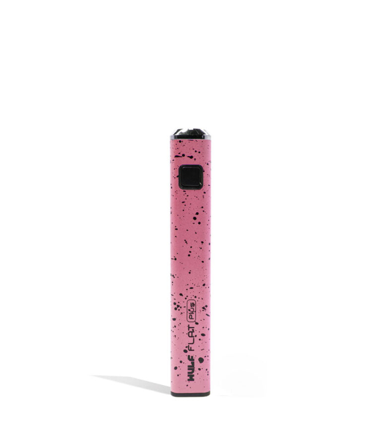 Pink Black Spatter Wulf Mods Flat Plus Cartridge Battery on white background