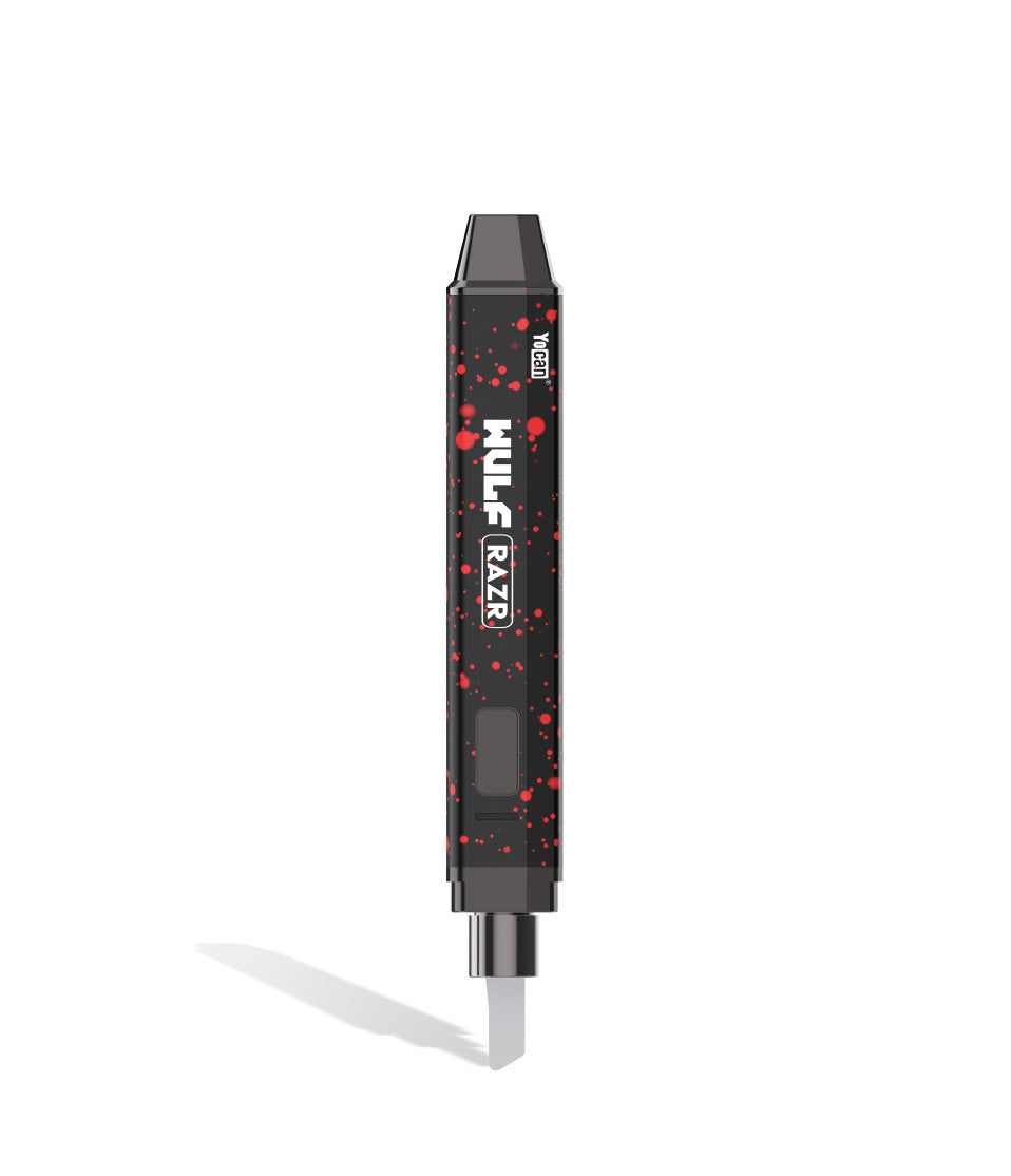 Black Red Spatter Wulf Mods RAZR Nectar Collector and Hot Knife in Knife mode on white background