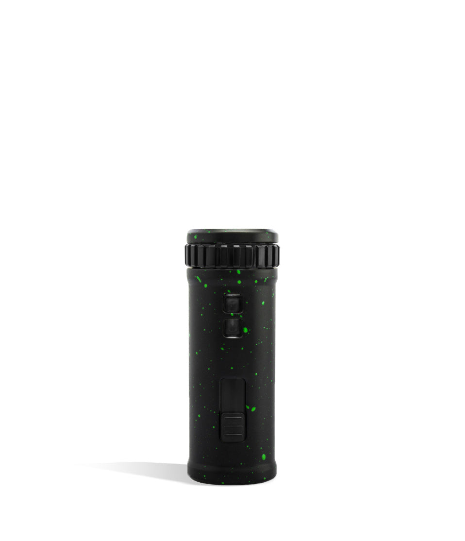 Black Green Spatter Wulf Mods UNI S Back View Adjustable 510 Thread Battery on White Background