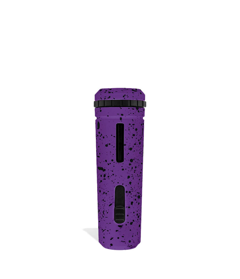 Purple Black Spatter Wulf Mods UNI Adjustable 510 Thread Battery Back View on White Background