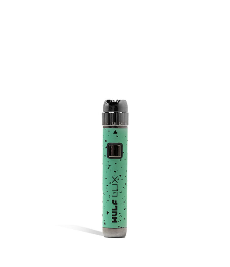 Teal Black Spatter Wulf Mods LUX 510 Thread Battery on white background