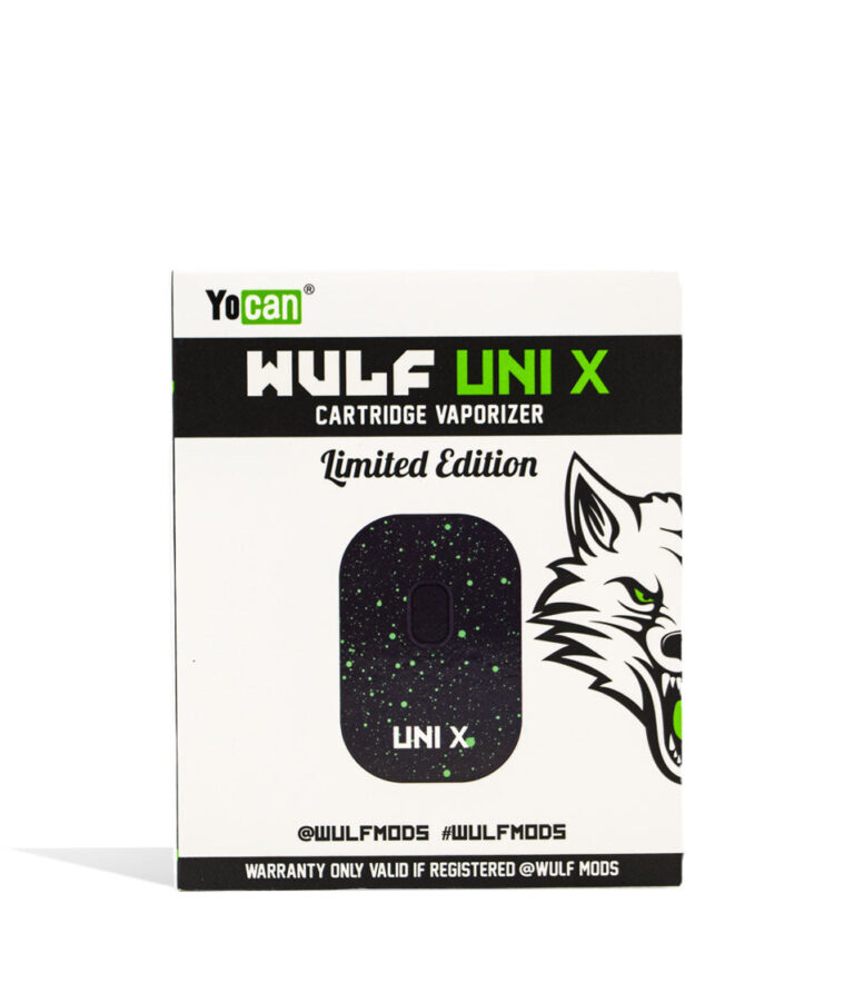 Black Green Spatter packaging Wulf Mods UNI X 510 Thread Battery on white background