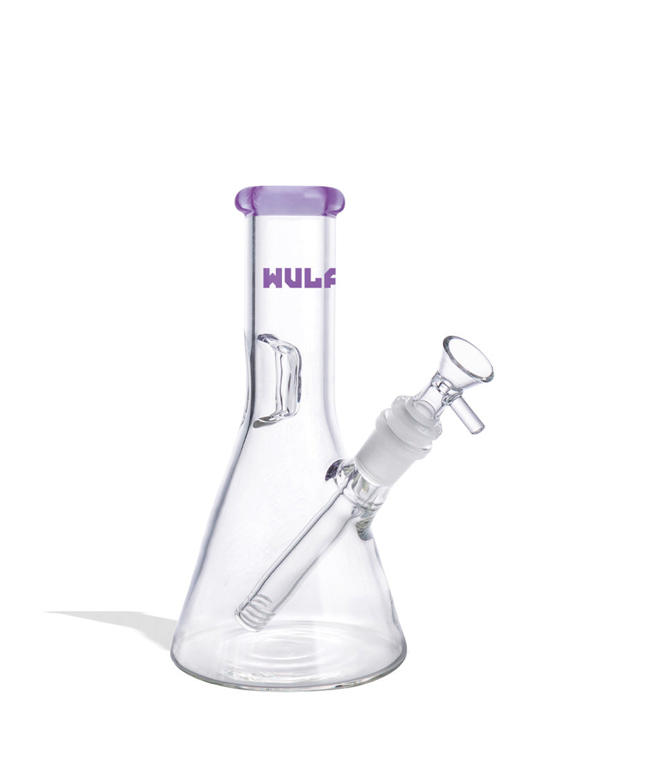Purple Wulf Mods 5mm 8inch Beaker Water Pipe Front View on White Background