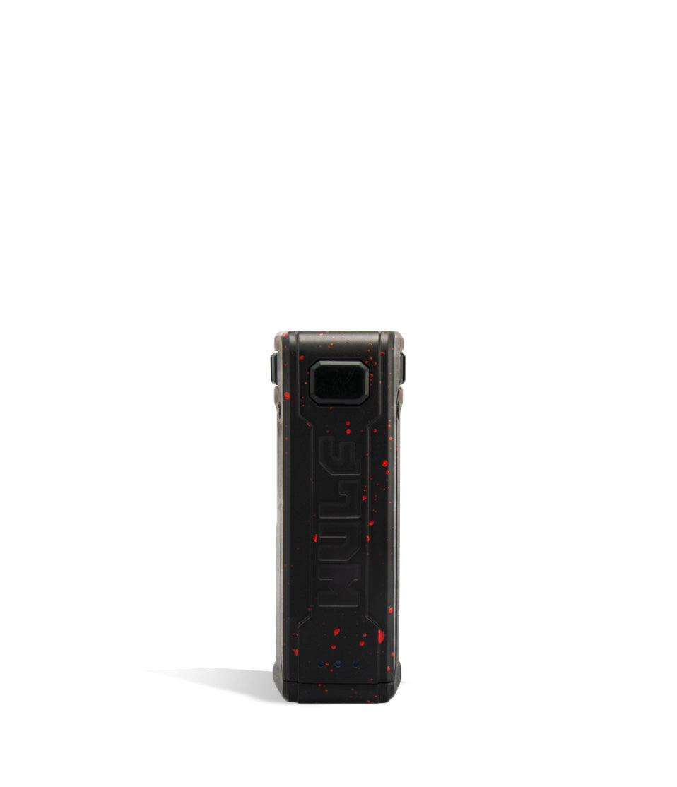 Black Red Spatter Wulf Mods UNI S Face View Adjustable 510 Thread Battery on White Background