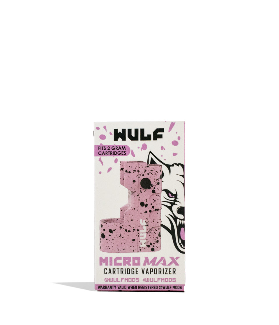 Pink Black Spatter packaging Wulf Mods Micro Max 2g 510 Thread Battery on white background