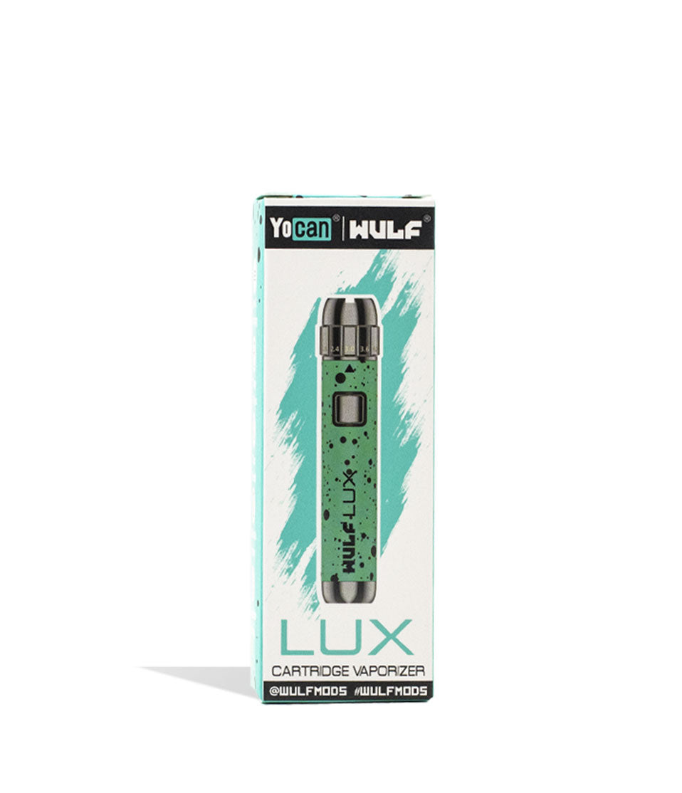 Teal Black Spatter packaging Wulf Mods LUX 510 Thread Battery on white background