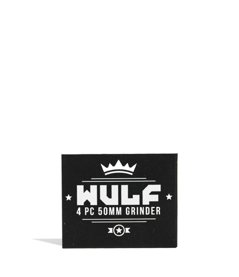 White Black Spatter Wulf Mods 4pc 50mm Spatter Grinder Packaging Front View on White Background