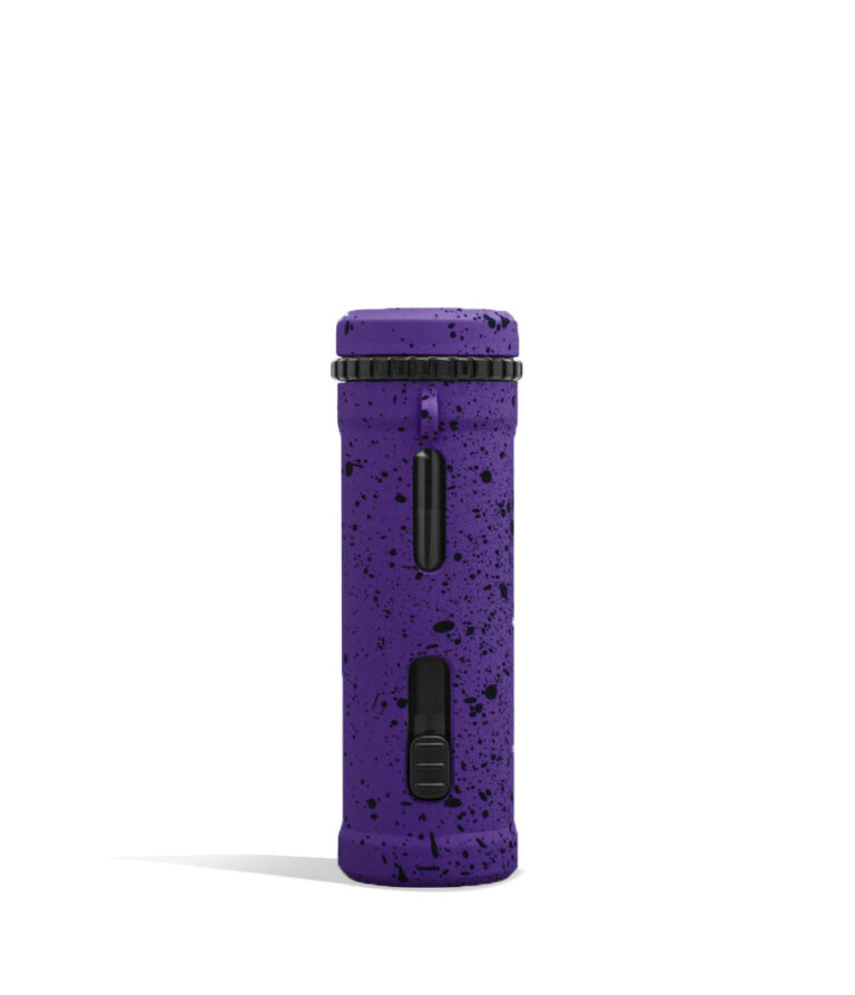 Purple Black Spatter Wulf Mods UNI Pro Adjustable 510 Thread Battery Back View on White Background