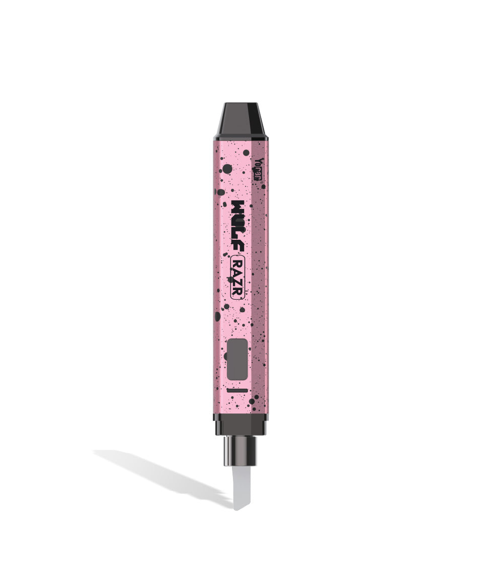 Pink Black Spatter Wulf Mods RAZR Nectar Collector and Hot Knife in Knife mode on white background