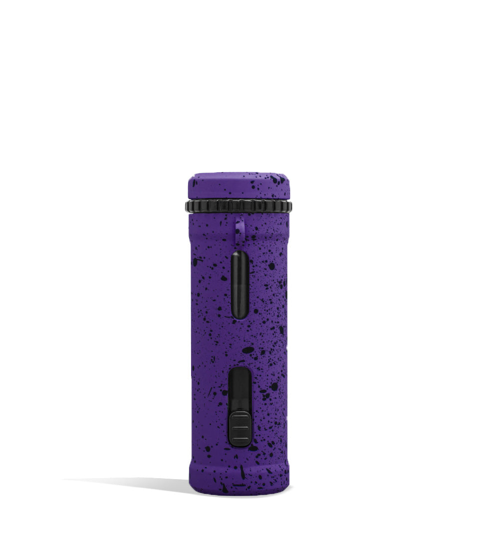 Purple Black Spatter Wulf Mods UNI Pro Adjustable 510 Thread Battery Back View on White Background