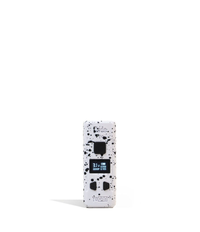 White Black Spatter Wulf Mods KODO Pro 510 Thread Battery on white background