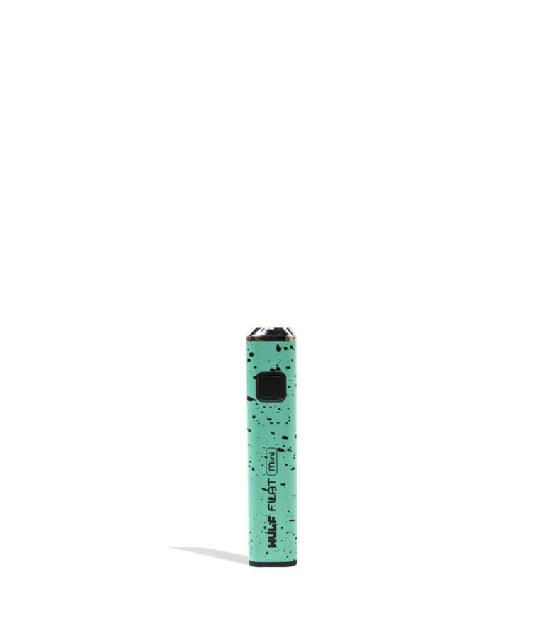 Teal Black Spatter Wulf Mods Flat Mini Cartridge Battery on white background
