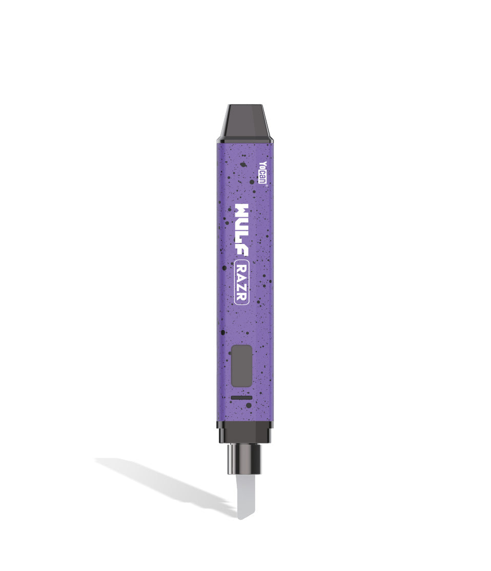 Purple Black Spatter Wulf Mods RAZR Nectar Collector and Hot Knife in Knife mode on white background