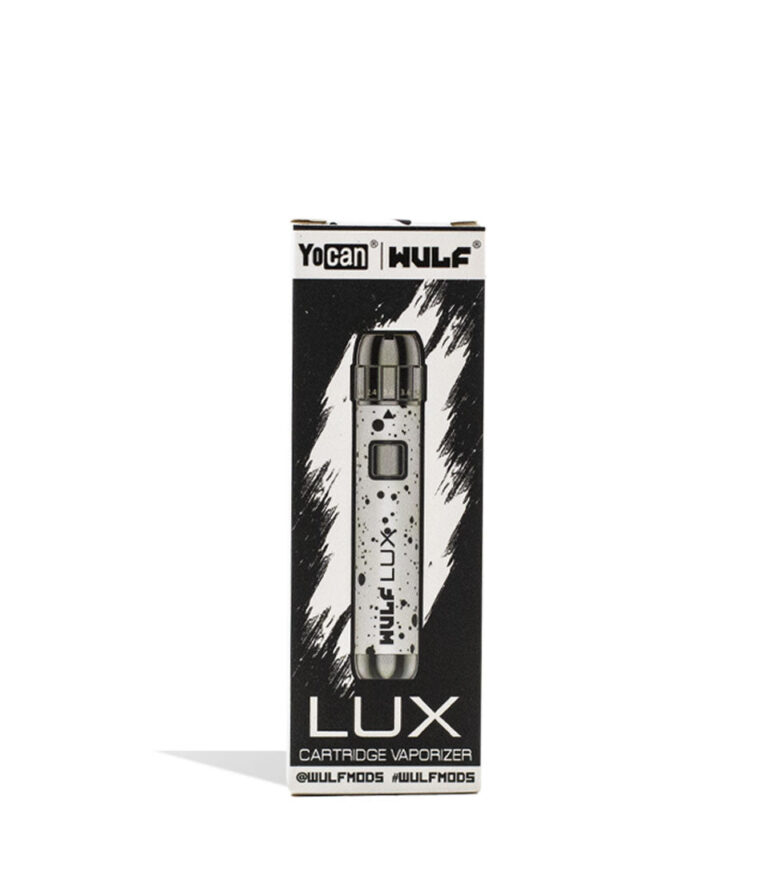 White Black Spatter packaging Wulf Mods LUX 510 Thread Battery on white background