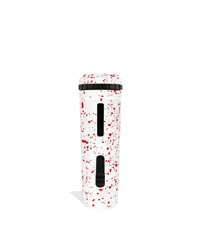 White Red Spatter Wulf Mods UNI Adjustable 510 Thread Battery Back View on White Background