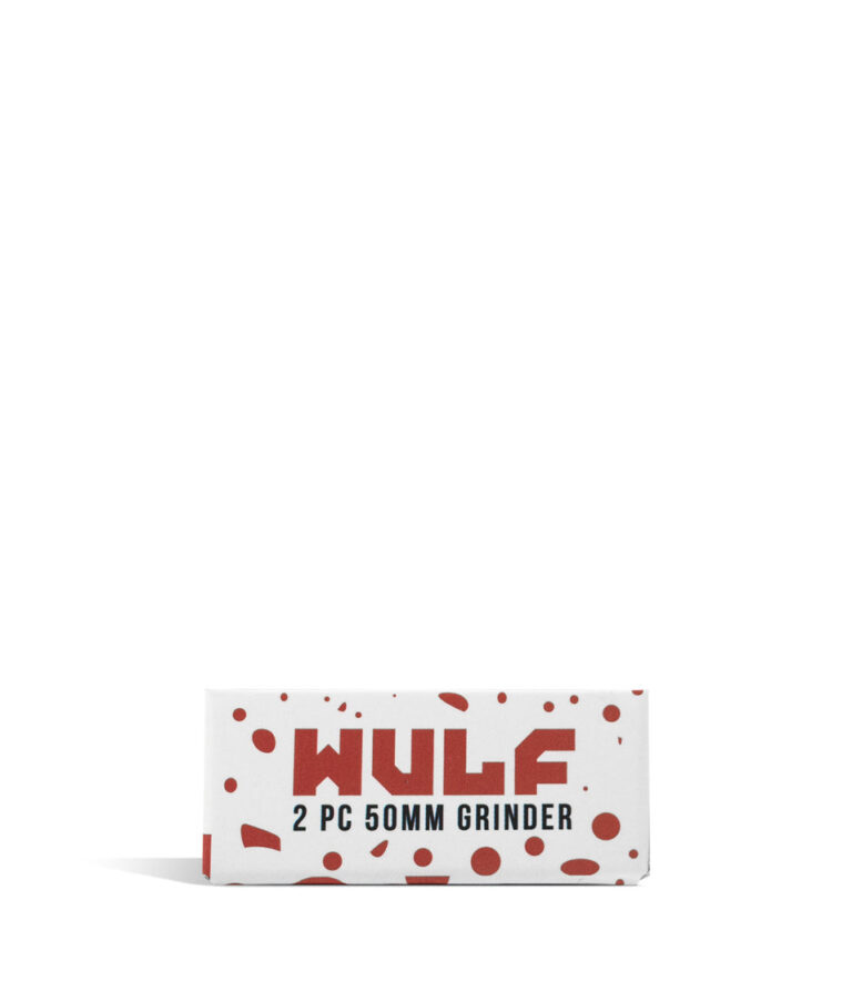 White Red Spatter Wulf Mods 2pc 50mm Spatter Grinder Packaging Front View on White Background