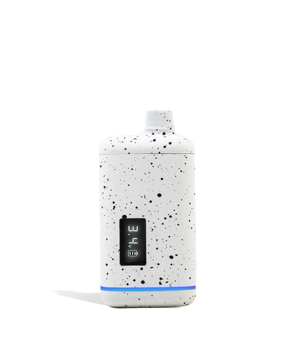 White Black Spatter Wulf Mods Recon 510 Thread Battery Front View on White Background