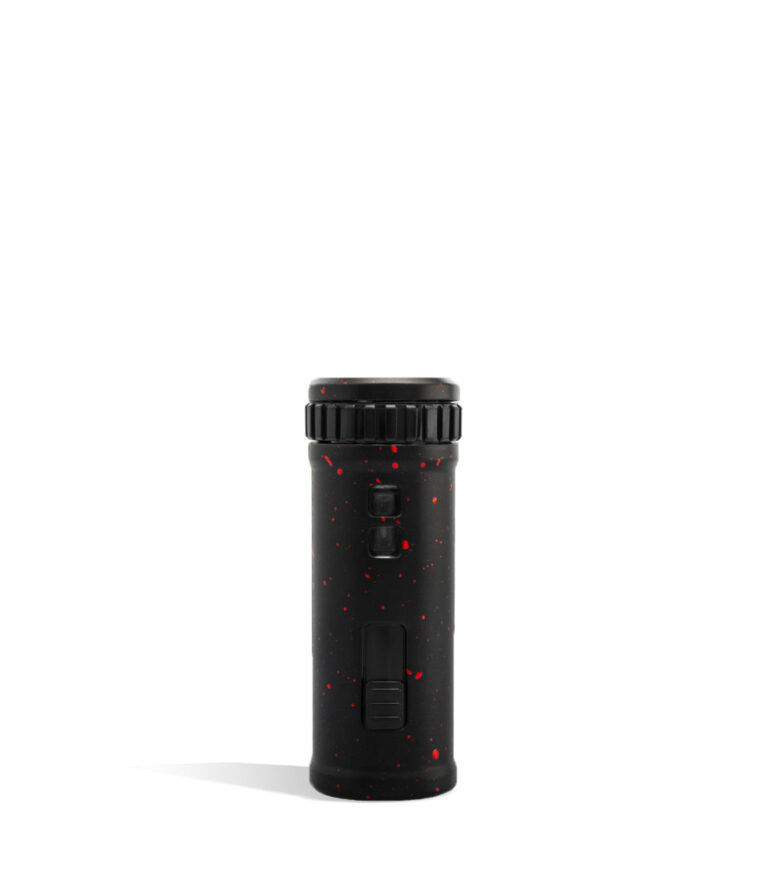 Black Red Spatter Wulf Mods UNI S Back View Adjustable 510 Thread Battery on White Background