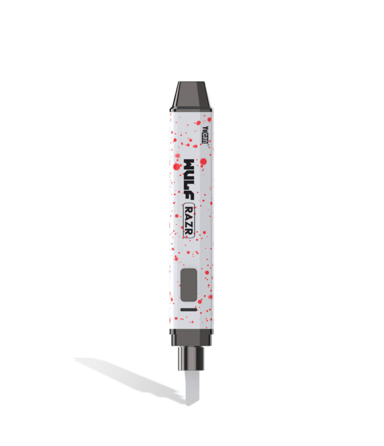 White Red Spatter Wulf Mods RAZR Nectar Collector and Hot Knife in Knife mode on white background