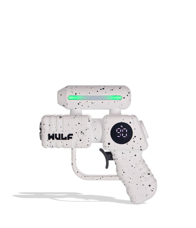 White Black Spatter Wulf Mods Zapp Variable Voltage Battery on white background