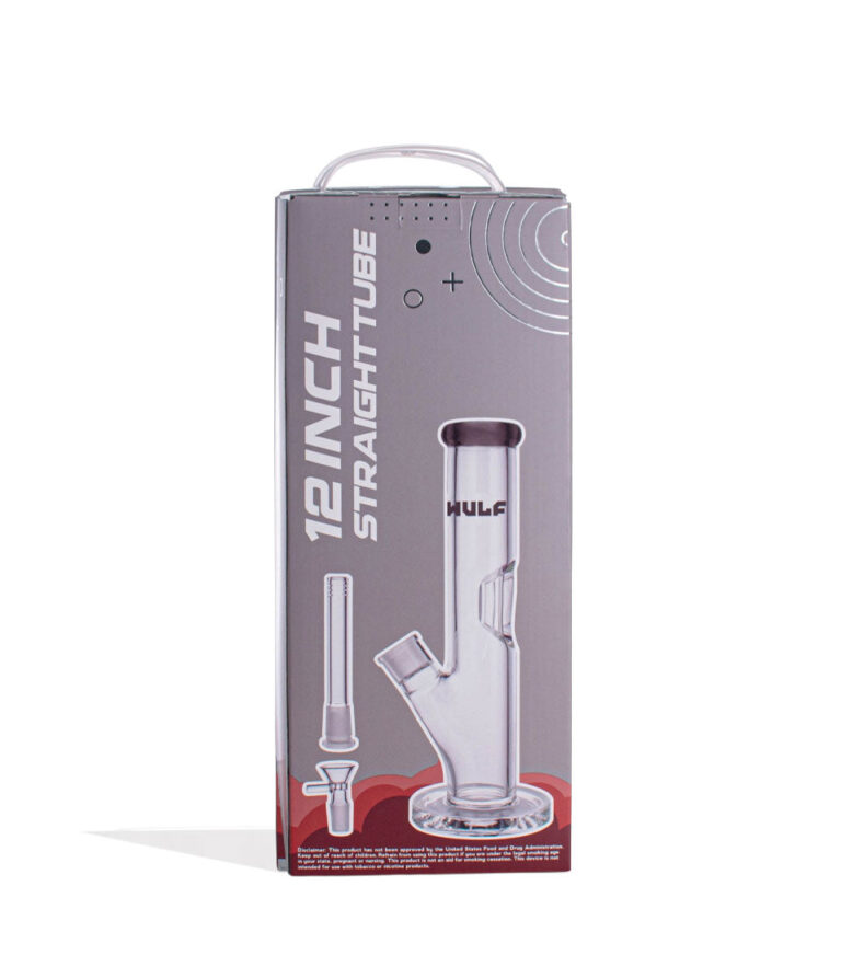 Smoke Wulf Mods 7mm 12inch Straight Water Pipe Packaging Back View on White Background