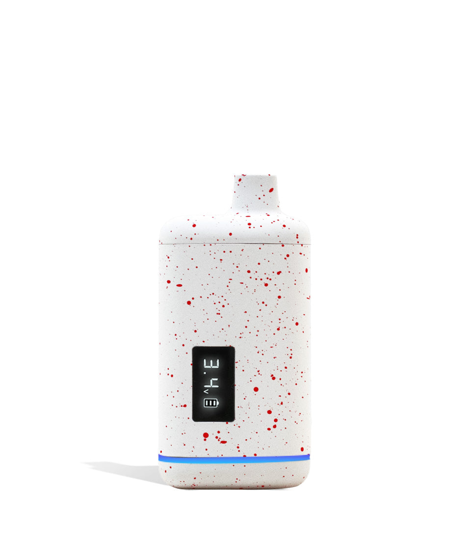 White Red Spatter Wulf Mods Recon 510 Thread Battery Front View on White Background
