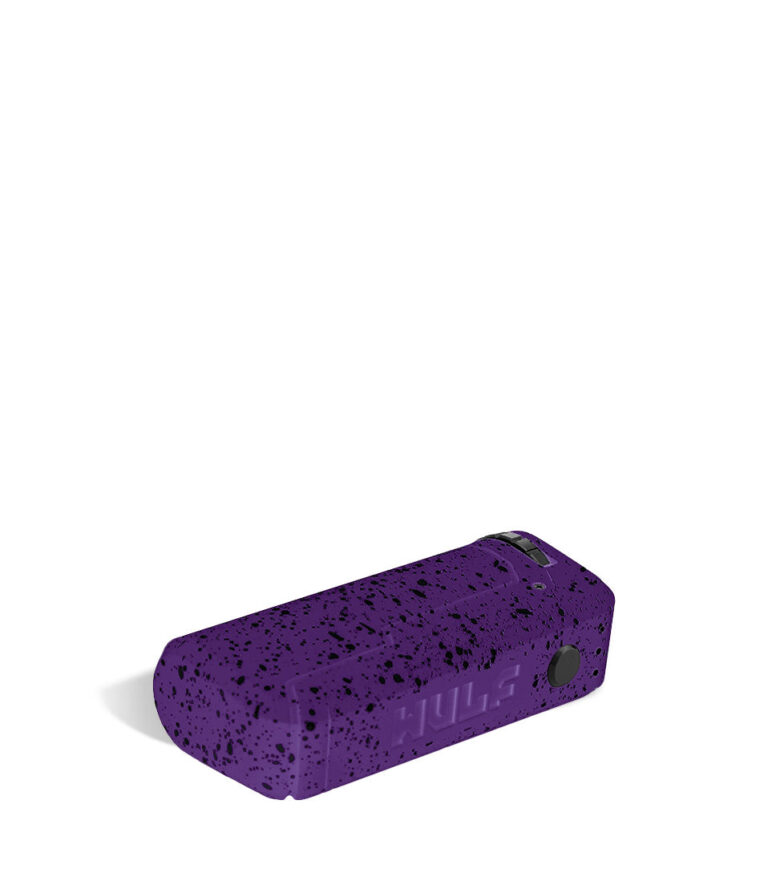 Purple Black Spatter Wulf Mods UNI Adjustable 510 Thread Battery Down 2 View on White Background