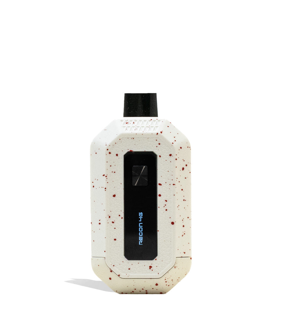 White Red Spatter Wulf Mods Recon 4g Dual 510 Thread Battery Front View on White Background