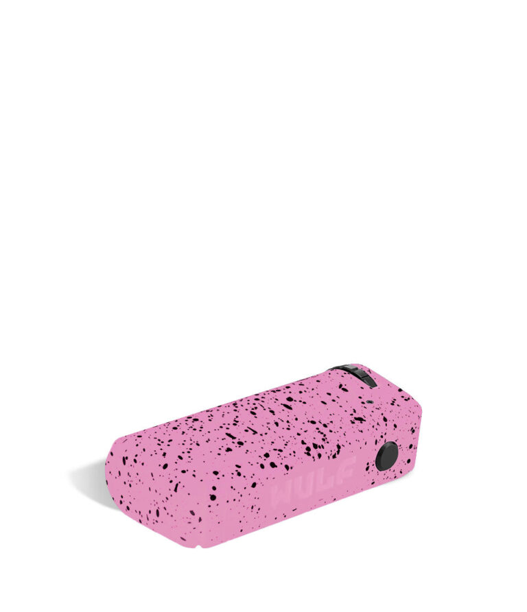 Pink Black Spatter Wulf Mods UNI Adjustable 510 Thread Battery Down 2 View on White Background