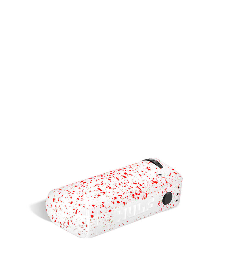 White Red Spatter Wulf Mods UNI Adjustable 510 Thread Battery Down 2 View on White Background
