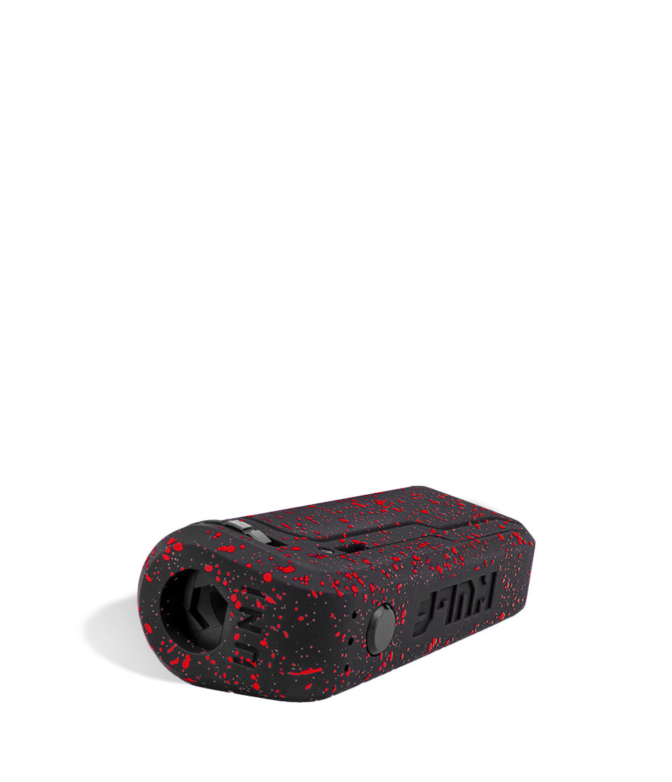 Black Red Spatter Wulf Mods UNI Adjustable 510 Thread Battery Down View on White Background