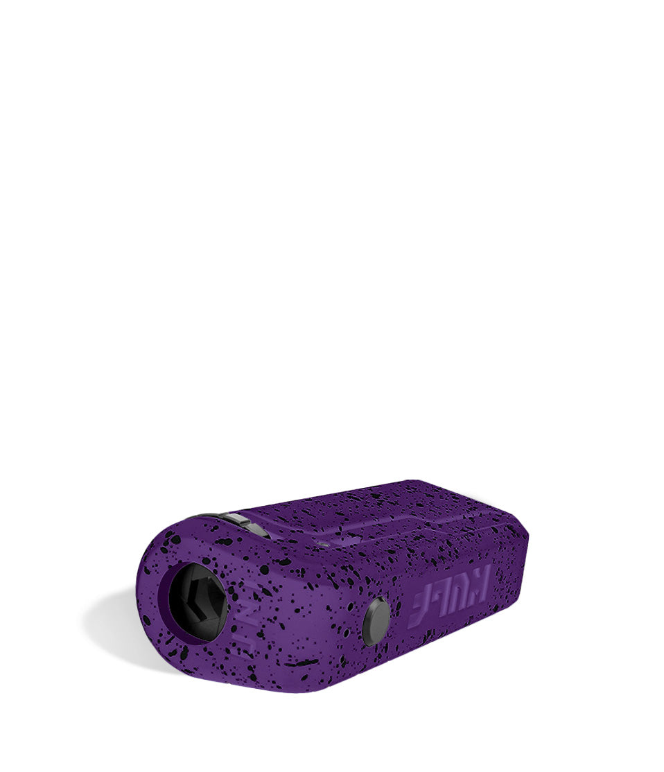 Purple Black Spatter Wulf Mods UNI Adjustable 510 Thread Battery Down View on White Background