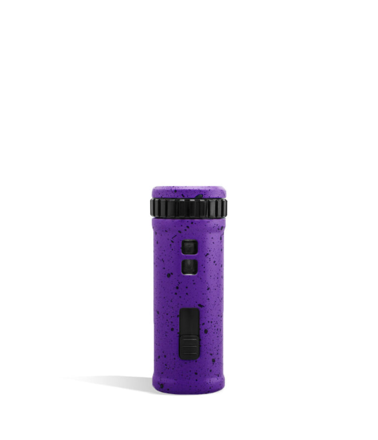 Purple Black Spatter Wulf Mods UNI S Back View Adjustable 510 Thread Battery on White Background