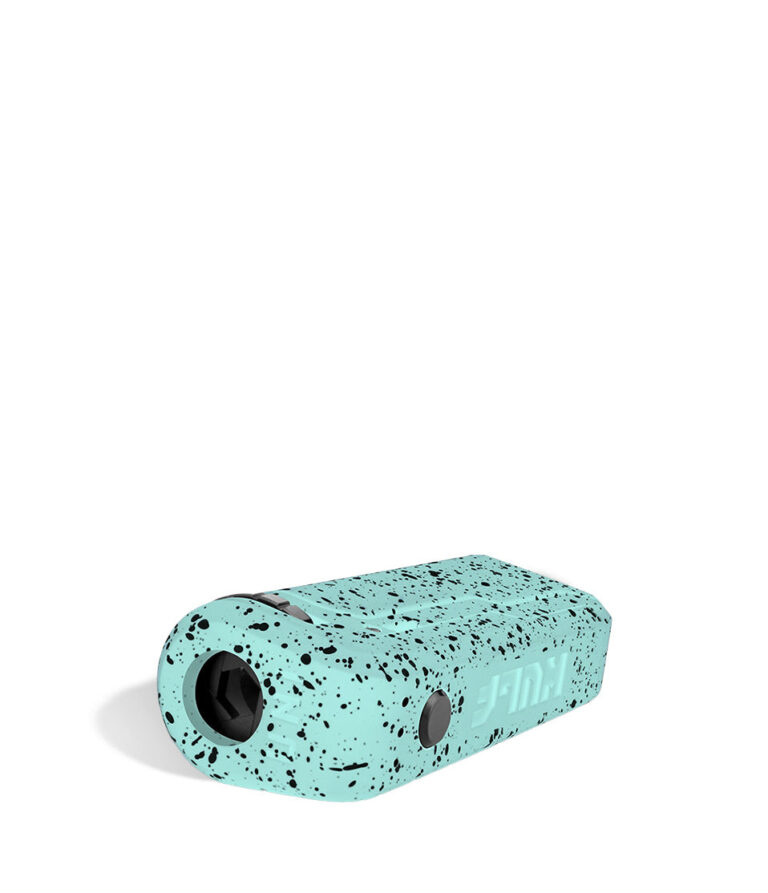Teal Black Spatter Wulf Mods UNI Adjustable 510 Thread Battery Down View on White Background