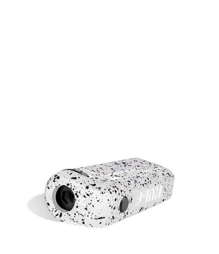 White Black Spatter Wulf Mods UNI Adjustable 510 Thread Battery Down View on White Background
