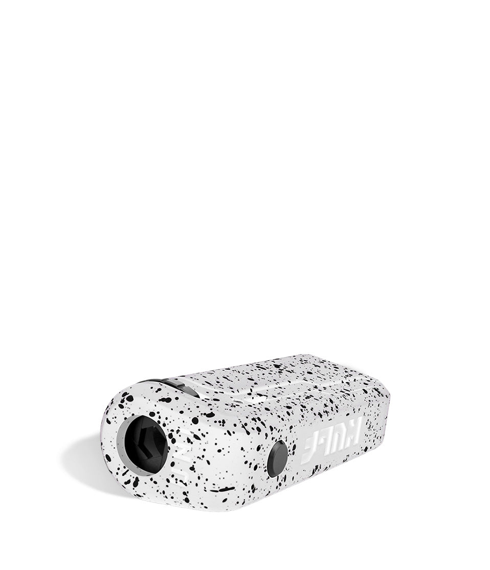 White Black Spatter Wulf Mods UNI Adjustable 510 Thread Battery Down View on White Background