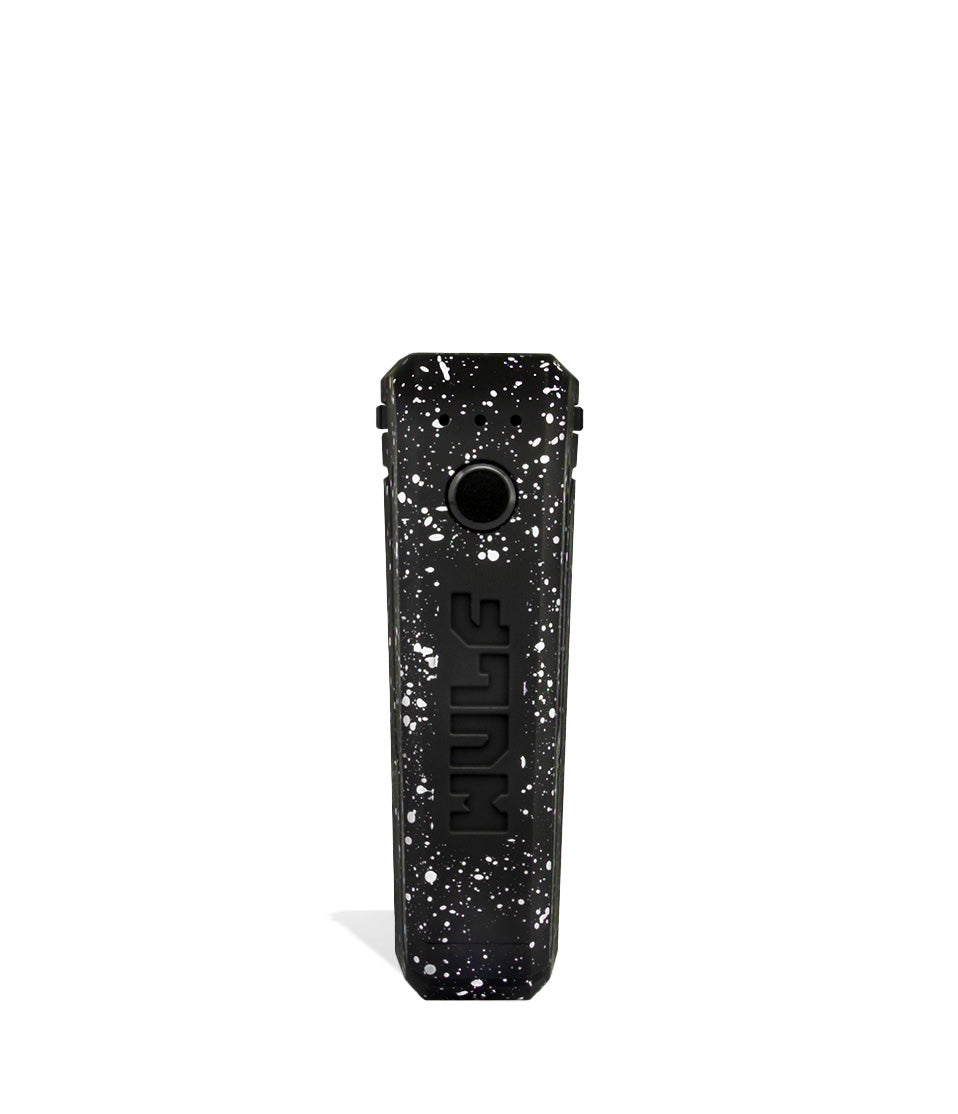 Black White Spatter Wulf Mods UNI Adjustable 510 Thread Battery Face View on White Background