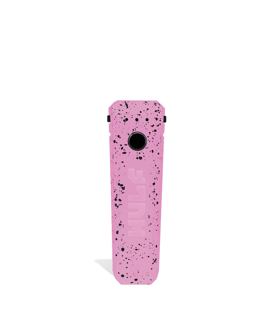 Pink Black Spatter Wulf Mods UNI Adjustable 510 Thread Battery Face View on White Background