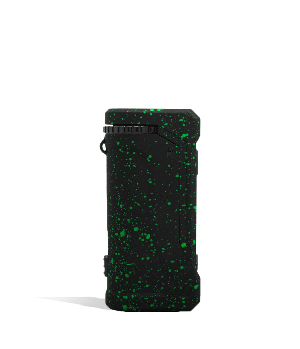 Black Green Spatter Wulf Mods UNI Pro Adjustable 510 Thread Battery Side View on White Background