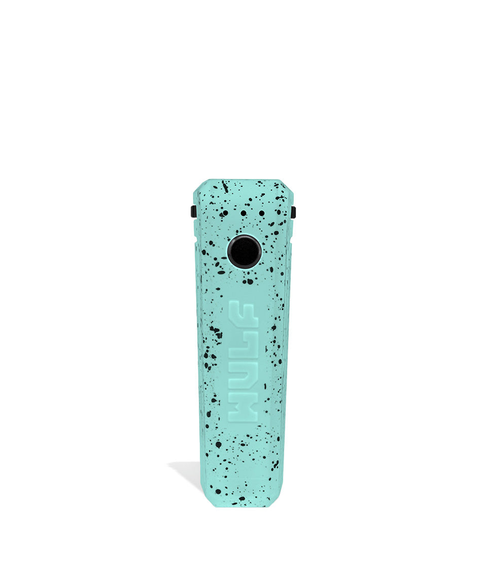 Teal Black Spatter Wulf Mods UNI Adjustable 510 Thread Battery Face View on White Background